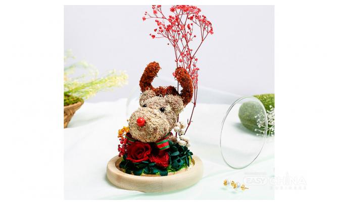 Фото товара Новогодние олени в колбе с led-подсветкой