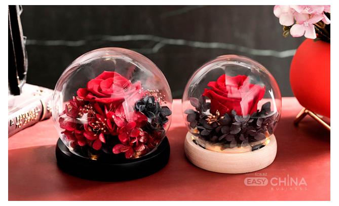 Вечная роза в колбе с Led подсветкой